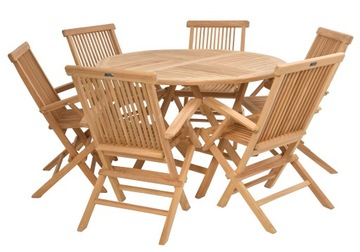 Teak komplet z drewna teakowego Premium Ratanland zestaw stół i 6 krzeseł