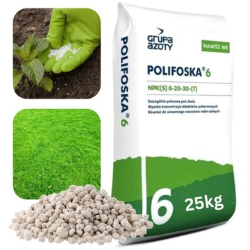 POLIFOSKA 6 NAWÓZ DO TRAWNIKA TRAWY 25KG GRANULAT ORYGINAŁ NPK 6-20-30