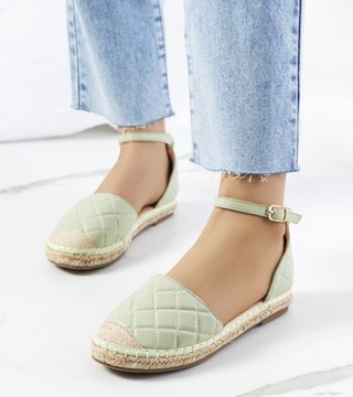 Hers Zielone espadryle damskie obuwie sandały 77-242 r. 39