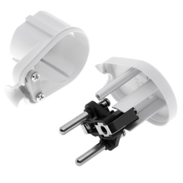 Угловая вилка, съемная с заземлением, белая, 16 А, 230 В.