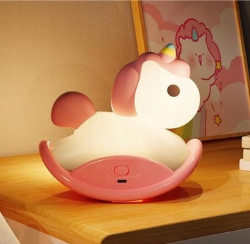 LAMPKA NOCNA LED SILIKONOWA JEDNOROŻEC ŁADOWANIE USB