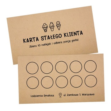 Karty Stałego Klienta dla lodziarni 100