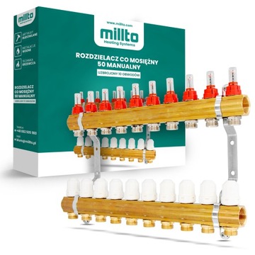 Rozdzielacz PODŁOGÓWKI Ogrzewania Podłogowego 10 OBWODÓW Sekcji ROTAMETRY