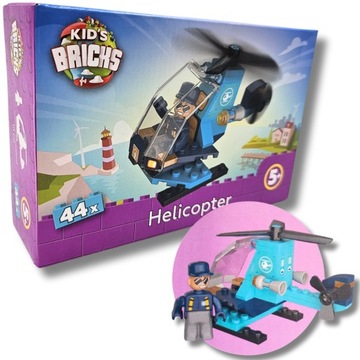 KLOCKI KID'S BRICKS HELIKOPTER 44 ELEMENTY UKŁADANKA PREZENT