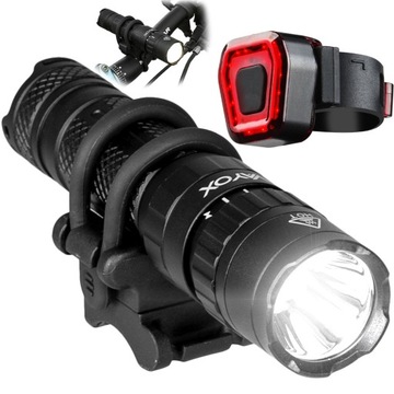 ZESTAW LAMPKA ROWEROWA PRZEDNIA I TYLNA USB LATARKA LED IP 1500lm PRO VAYOX