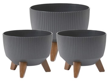 ZESTAW 3 DONICZEK NA NÓŻKACH MISA ROMA JUMPER śr. 2x24CM 1x29CM ANTRACYT