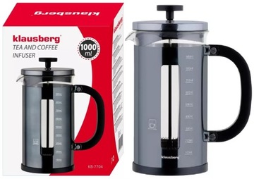 ПОРШЕНЬ ДЛЯ КОФЕ, ЧАЯ И ТРАВ 1000мл СТАЛЬ + СТЕКЛО Графит KLAUSBERG
