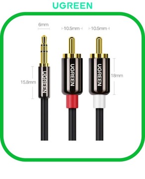 Кабель Аудиокабель JACK 3,5 мм 2x RCA Chinch STEREO 5M HQ Позолоченный