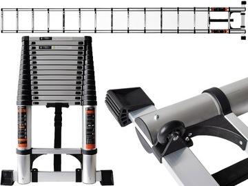 DRABINA TELESKOPOWA SKŁADANA ALUMINIOWA DŁUGA STABILIZATOR KÓŁKA 92- 440 cm