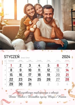 Prezent upominek na Dzień Babci Dziadka Foto -kalendarz A3 zdjęcie babcia