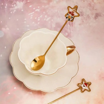 Ложка из нержавеющей стали 304, вилка, милая рождественская посуда, подарок, звездный кофе