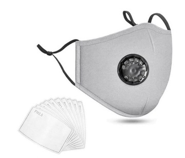 MASKA WIELORAZOWA MASECZKA GREY + 5 FILTR HEPA