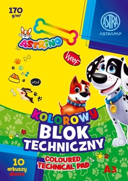 BLOK TECHNICZNY KOLOROWY BARWIONY W MASIE A3 ASTRA