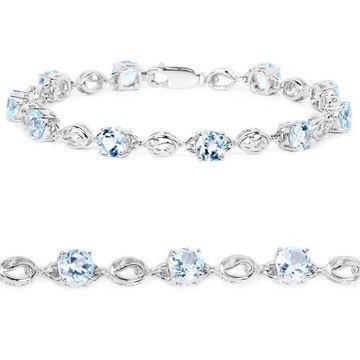 NATURALNY TOPAZ NIEBIESKI CUDNA BRANSOLETKA SREBRO