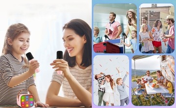 БЕСПРОВОДНОЙ КАРАОКЕ-МИКРОФОН BLUETOOTH ДИНАМИК РОЗОВЫЙ ПОДАРКИ ДЛЯ ДЕТЕЙ