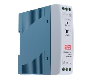 ZASILACZ DIN MDR-20-12 12V 1,67A 20W MEAN WELL
