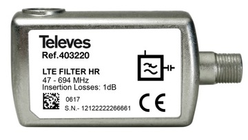 Antena zewnętrzna Televes Filtr LTE 700 5G Televes 403220 k. 48