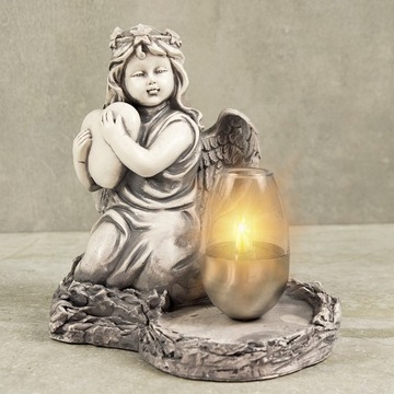 СЕРАЯ ГИПСОВАЯ ФИГУРКА Гробница СОЛНЕЧНАЯ СВЕТОДИОДНАЯ ЛАМПА