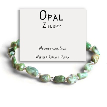 BRANSOLETKA DAMSKA AMULET Z KAMIENIA OPAL ZIELONY