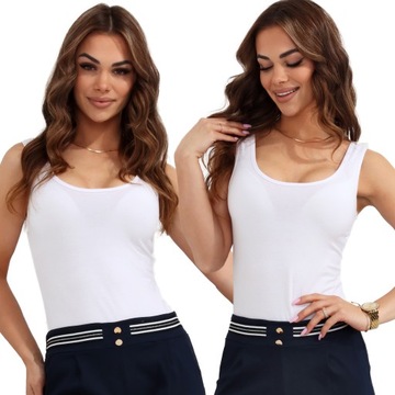 BLUZKA DAMSKA KOSZULKA TOP BAZA BASIC GŁADKA KLASYCZNA 46/48 3XL/4XL BIAŁA