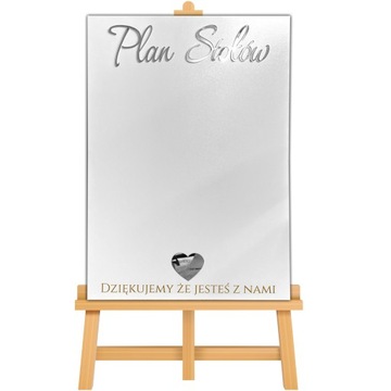 Plan stołów Tablica powitalna SREBRNE NAPISY ślub wesele 70x50 cm