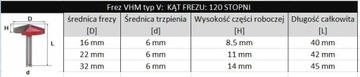 Фреза VHM 3D 32мм хвостовик 120 градусов резьба 6мм