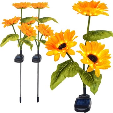 2x САДОВАЯ УЛИЧНАЯ ЛАМПА СОЛНЕЧНАЯ СВЕТОДИОДНАЯ ЛАМПА с цветами ПОДСОЛНУХИ