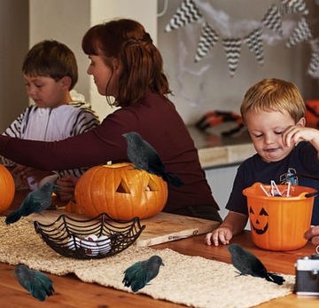 ЧЕРНЫЙ ОРНАМЕНТ С ПТИЦЕЙ, УКРАШЕНИЕ НА ХЭЛЛОУИН, 3 шт.