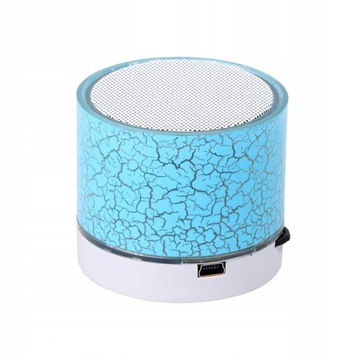 GŁOŚNIK LED PRZENOŚNY BLUETOOTH RADIO FM SD USB ŚWIECĄCY NA NIEBIESKO