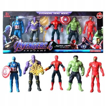 FIGURKI AVENGERS HULK IRON SPIDERMAN THANOS 5 SZTUK - ZESTAW