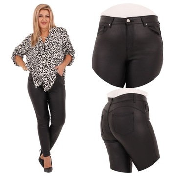 SPODNIE WOSKOWANE DAMSKIE MODELUJĄCE MODNE DUŻE ROZMIARY WYSZCZUPLAJĄCE