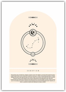 Plakat Znaki Zodiaku Skorpion 21x30 element aranżacji wnętrz Słońce opis