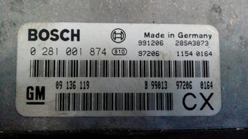 Opel Vectra B 0281001874 Контроллер компьютера