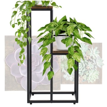 Kwietnik dwupoziomowy stojący regał stojak na kwiatki rośliny doniczki loft