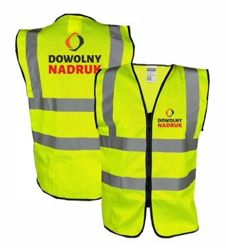 KAMIZELKA ODBLASKOWA SIATKA NADRUK PRZÓD I TYŁ XL