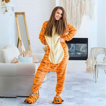 Piżama Onesie Kigurumi Kostium Przebranie Tygrys L: 165 - 175cm