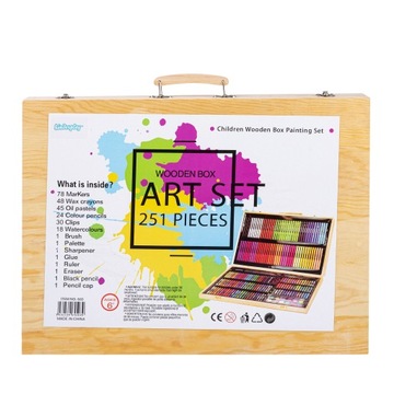 ХУДОЖЕСТВЕННЫЙ НАБОР ДЛЯ РИСОВАНИЯ ДЛЯ ДЕТЕЙ, ЧЕМОДАН, МАЛКИ, РУЧКИ, КРАСКИ 251