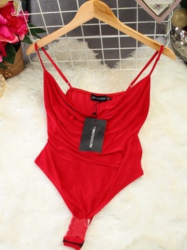 Red Second Skin Square Neck Sleeveless Thong Bodysuit