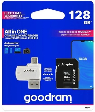 GOODRAM 128 ГБ microSDHC c10 UHS-I адаптер AIO-ридер
