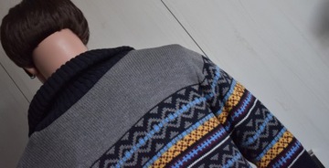 Sweter L kardigan norweski zapinany ocieplany gruby sweterek męski ciepły