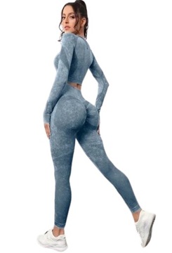 SPORTOWY KOBIECY KOMPLET DRESOWY TOP + LEGGINSY GYM FITNESS YOGA