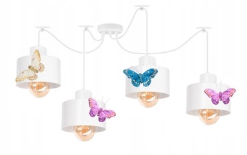 ŻYRANDOL LAMPA WISZĄCA LOFT MOTYLEK PAJĄK 4 lampa do pokoju dzieciecego led