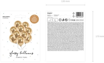 ШАРИКИ БОЛЬШИЕ ГЛЯНЦЕВЫЕ ХРОМНЫЕ ЗОЛОТЫЕ ДЛЯ ДНЯ РОЖДЕНИЯ, СВАДЬБЫ 30 СМ 12 ДЮЙМОВ 10 ШТ.