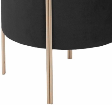 КРУГЛЫЙ ТАБУРЕТ С МЯГКОЙ ОБИВКОЙ, ЧЕРНЫЙ БАРХАТ, 33 см