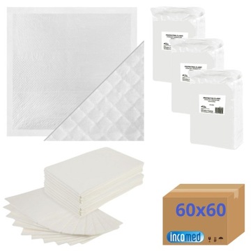 Podkłady CHŁONNE maty JEDNORAZOWE HIGIENICZNE incomed MOCNE 60x60cm 90 szt.