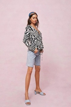 Nasty Gal gtl ZEBRA BLUZKA KOPERTOWA PRINT XXS