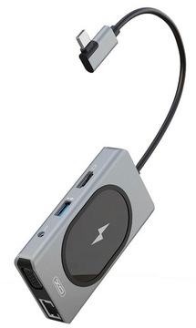 Адаптер-сплиттер XO 9-в-1 с индуктивным зарядным устройством и портом LAN AUX USB-C USB