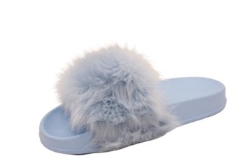 ZD800-96 ТАПОЧКИ НЕОНОВЫЕ С МЕХОМ СИНИЕ R38