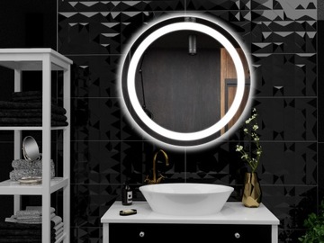 Зеркало для ванной комнаты диаметром 60 см со светодиодной подсветкой и круглой подсветкой