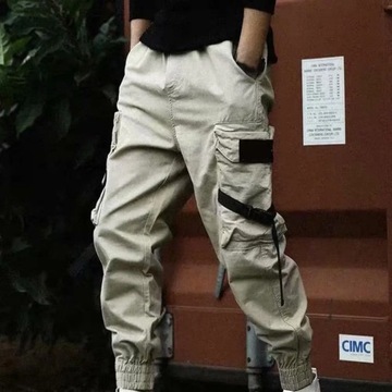 Men Cargo Pants Multi Pockets Hip Hop Drawstring J